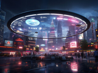 Neon Dreamscape: Futuristic City Illuminated in Cyberpunk Lights