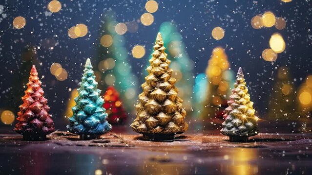 Christmas decoration with christmas tree background. seamless looping time-lapse virtual video animation background.