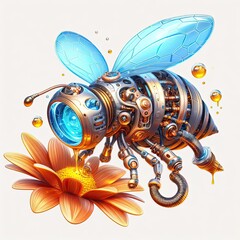 Fun flying mechanical insects feed on copper flowers