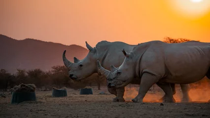 Zelfklevend Fotobehang rhino at sunset © Nick