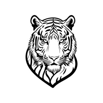 Tiger Icon hand draw black colour wildlife day logo symbol perfect.