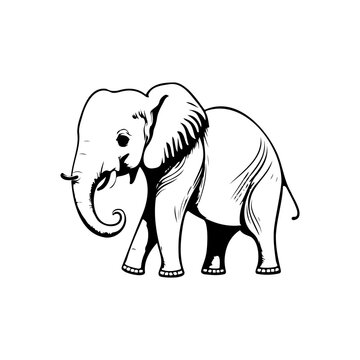 Elephant Icon hand draw black colour wildlife day logo symbol perfect.