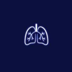 Lung signs. Neon vector