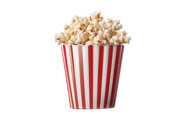 Popcorn Bag Filled with Striped Popcorn, Isolated on a Transparent Background