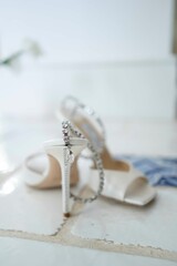 Elegant Bridal Heels with Embellished Ankle Strap on Wedding Day