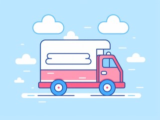 Depicting efficient logistics, a vibrant delivery truck poised for transportation of goods and services.