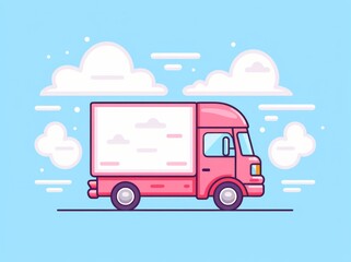 Depicting efficient logistics, a vibrant delivery truck poised for transportation of goods and services.