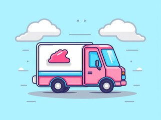 Depicting efficient logistics, a vibrant delivery truck poised for transportation of goods and services.