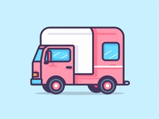 Depicting efficient logistics, a vibrant delivery truck poised for transportation of goods and services.