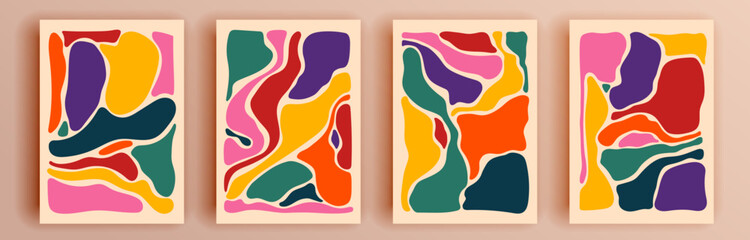 Modern abstract covers set, minimal covers design. Colorful geometric background, vector illustration.