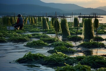 Seaweed farm Sumbawa Indonesia.
