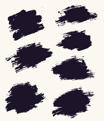 Collection of black color grunge brush stroke background box