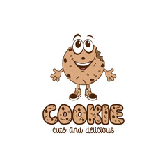 Cute and delicious cookie, cartoon cookie logo design