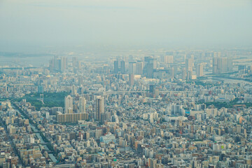 Naklejka na ściany i meble View of the Japanese city from Tokyo Skytree, Japan