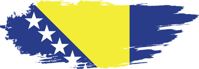 Bosnia and Herzegovina flag country on brush paint stroke.

