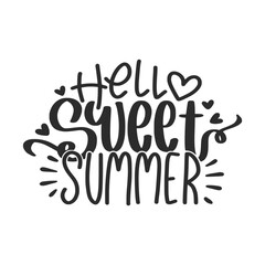 Hand drawn lettering compositions about Summer. Funny season slogans. Isolated calligraphy quotes for travel agency, beach party. Great design for banner, postcard, print or poster.