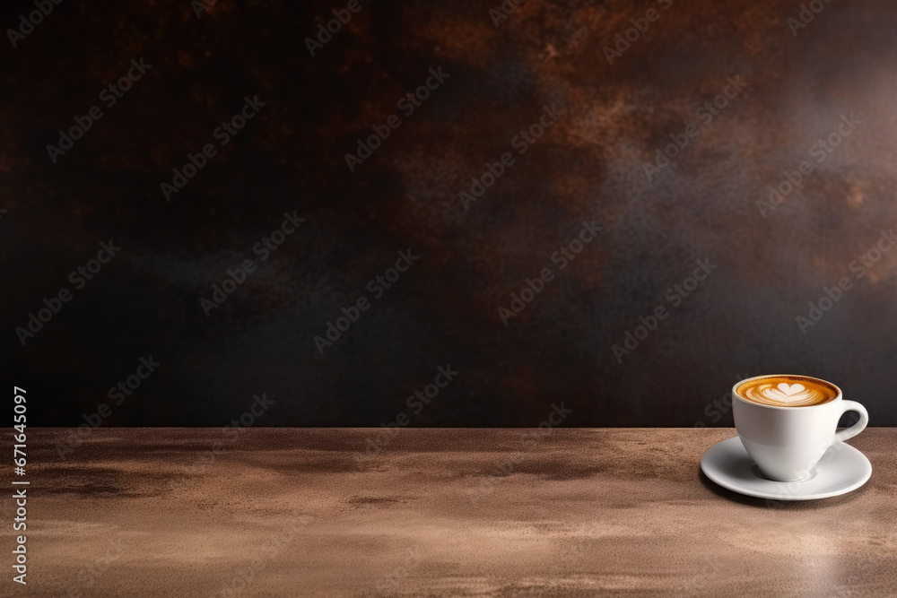 Poster espresso artistry on a modern cafe countertop background with empty space for text