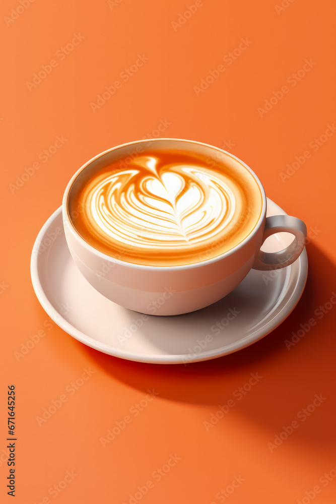 Poster modern latte art design in urban cafe isolated on a gradient background