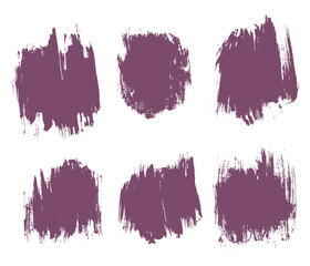 Grunge vector purple color brush stroke set