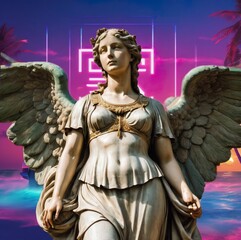 angel statue with wings