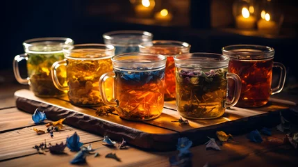 Foto op Plexiglas tea with spices on wooden background © EvhKorn