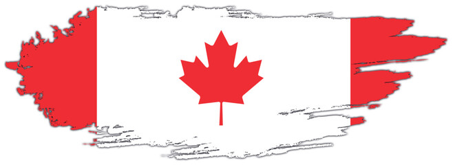 Canada flag on brush paint stroke.
