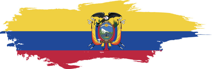 Ecuador flag on brush paint stroke.
