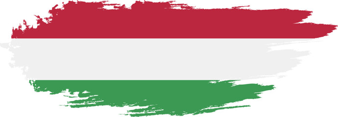 Hungary flag on brush paint stroke.
