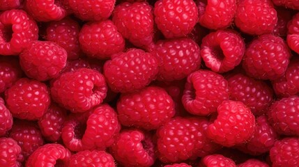 Raspberry seamless pattern. Berries background.
