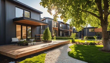 Eco-friendly multifamily homes: Modern design with photovoltaic cells