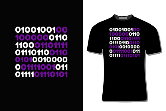 I love you 01001001 00100000 Binary Code Computer Programmer  T-Shirt Design For Print, Poster, Card, Mug, Bag, Invitation And Party.