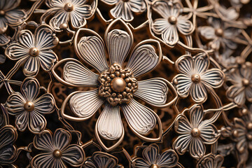 Stylized floral filigree metal composition