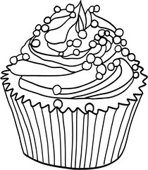 Freehand drawing of various butter cream cupcake.