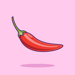 Chilli cartoon vector icon illustration food nature icon concept isolated premium