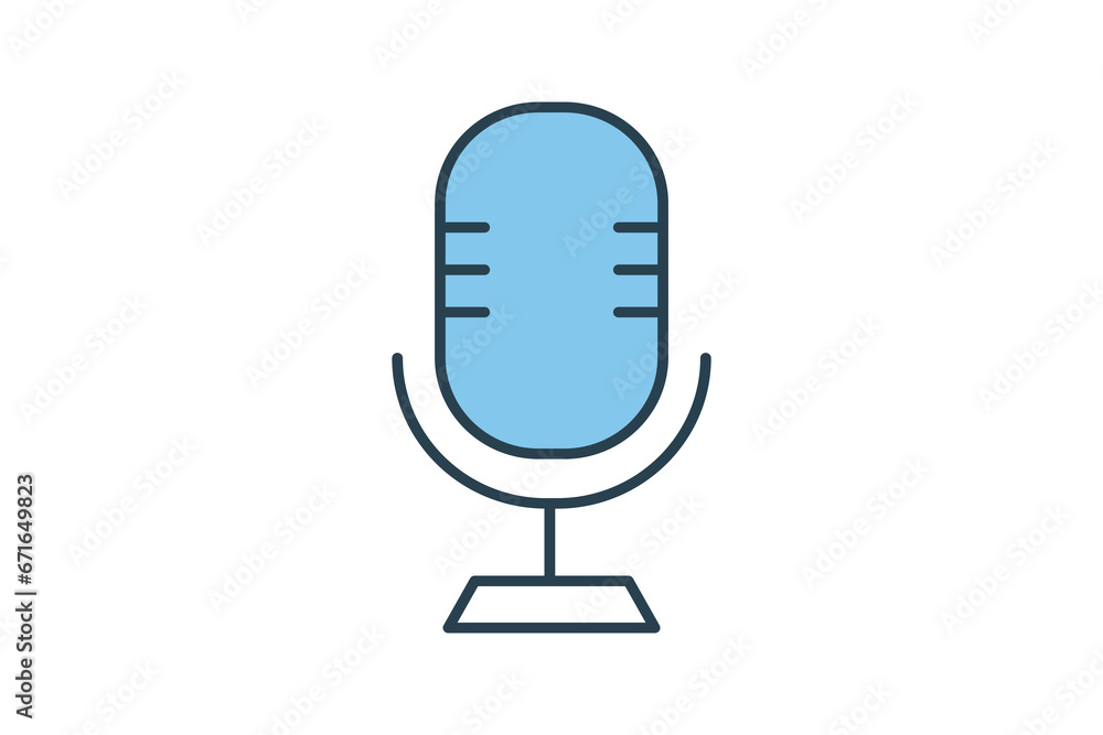 Poster microphone icon. icon related to device, computer technology. flat line icon style. simple vector de