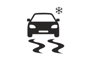 Foto op Canvas Slippery Road Icon: Car Driving on Ice. Vector Icon Isolated on a White Background © mostafa