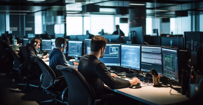 a team of cybersecurity specialists collaboratively debug a complex malware