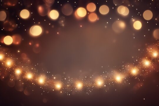festive christmas background with glowing garland and bokeh lights