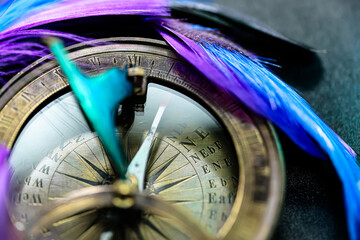 Colorful Compass and feather