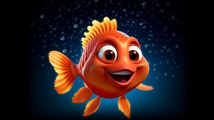 a 3d rendered goldfish mascot friendly smiling.Generative AI