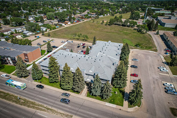Fototapeta na wymiar Aerial of the Massey Place Neighborhood in Saskatoon