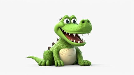 Fototapeta premium clipart of a cute crocodile flat white background.Generative AI