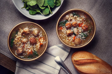 Italian Wedding Soup with Chicken Meatballs