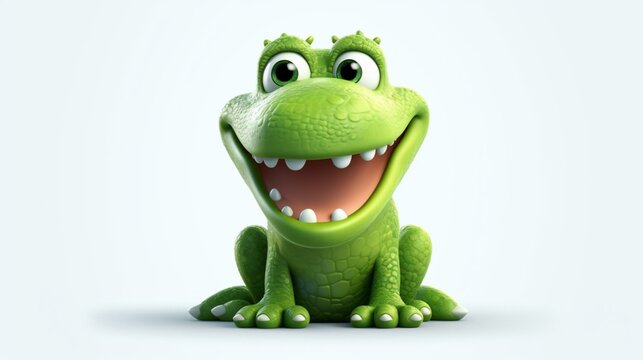 cute crocodil cartoon image on white background.Generative AI
