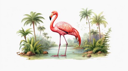 flamingo clipart.Generative AI
