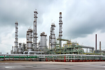 Obraz premium Sustainable Energy Production, Biofuel Refinery Towers