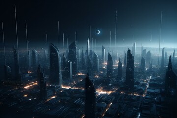 A modern cosmic city in outer space. Generative AI