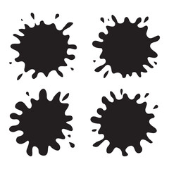 Set of black paint blots icon isolated on white background. Vector illustration