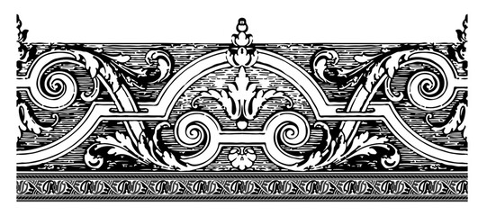 Baroque architectural, Vintage engraving of a Classical style design element title header