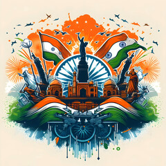 Celebration of The republic day of India and independence day  of India. Generative Ai